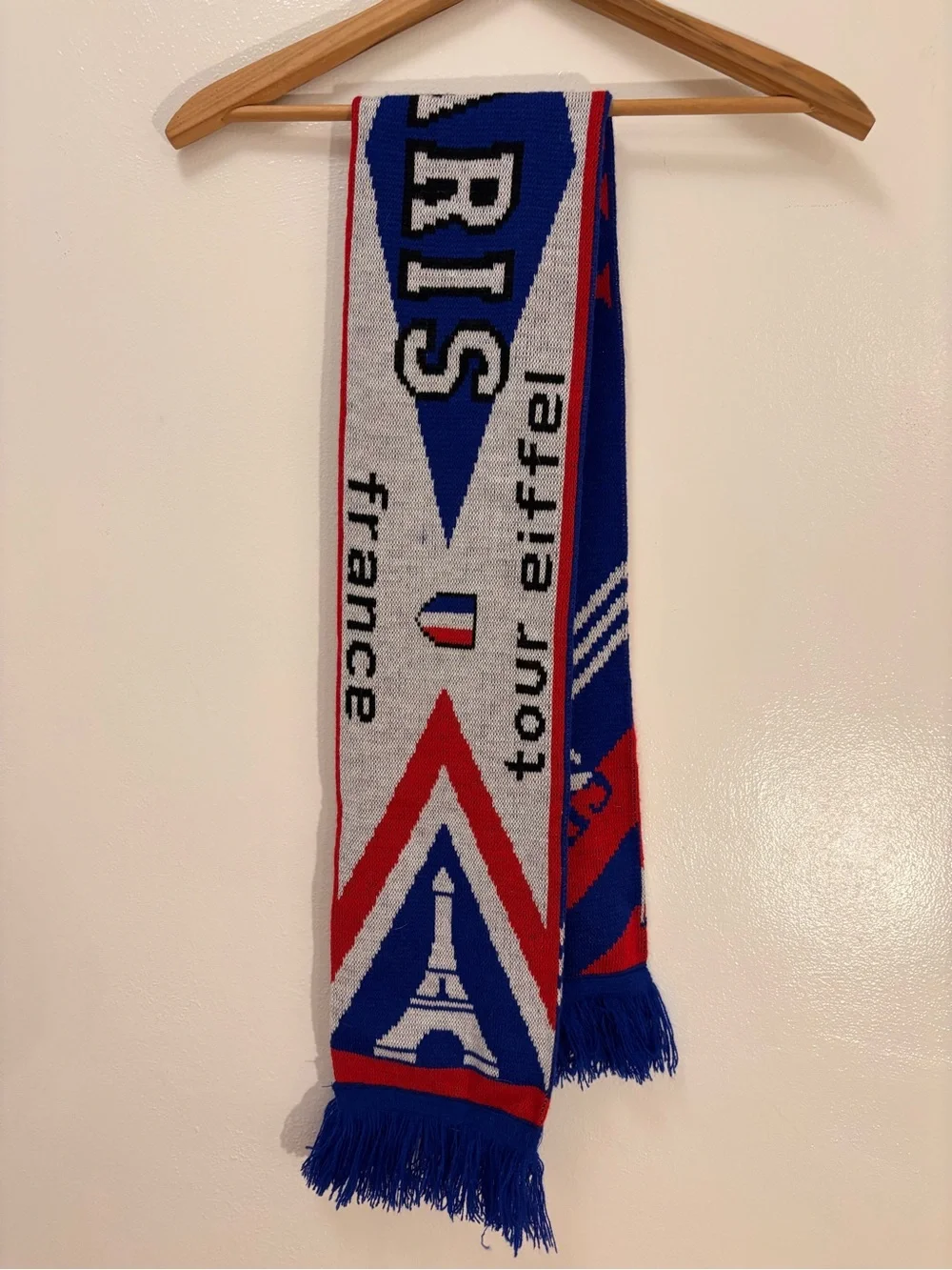 Tour de France Blue & Red France Souvenir Scarf Paris Eiffel Tower